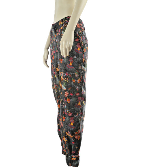 Farm Rio Amorina Anthropologie Pants Size L Whimsical Multicolor Denim Boho - Picture 9 of 16